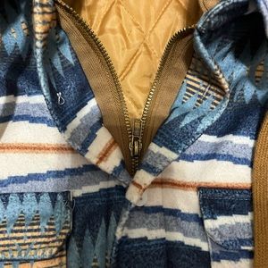 Mens Aztec flannel hooded jacket